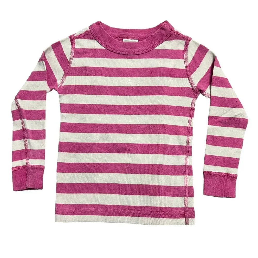Hanna Andersson Sz 90 (3) Pink Striped Long John Pajamas